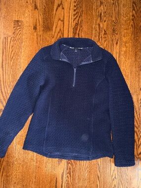Women's Navy Zip-Front V-Neck Sweater
